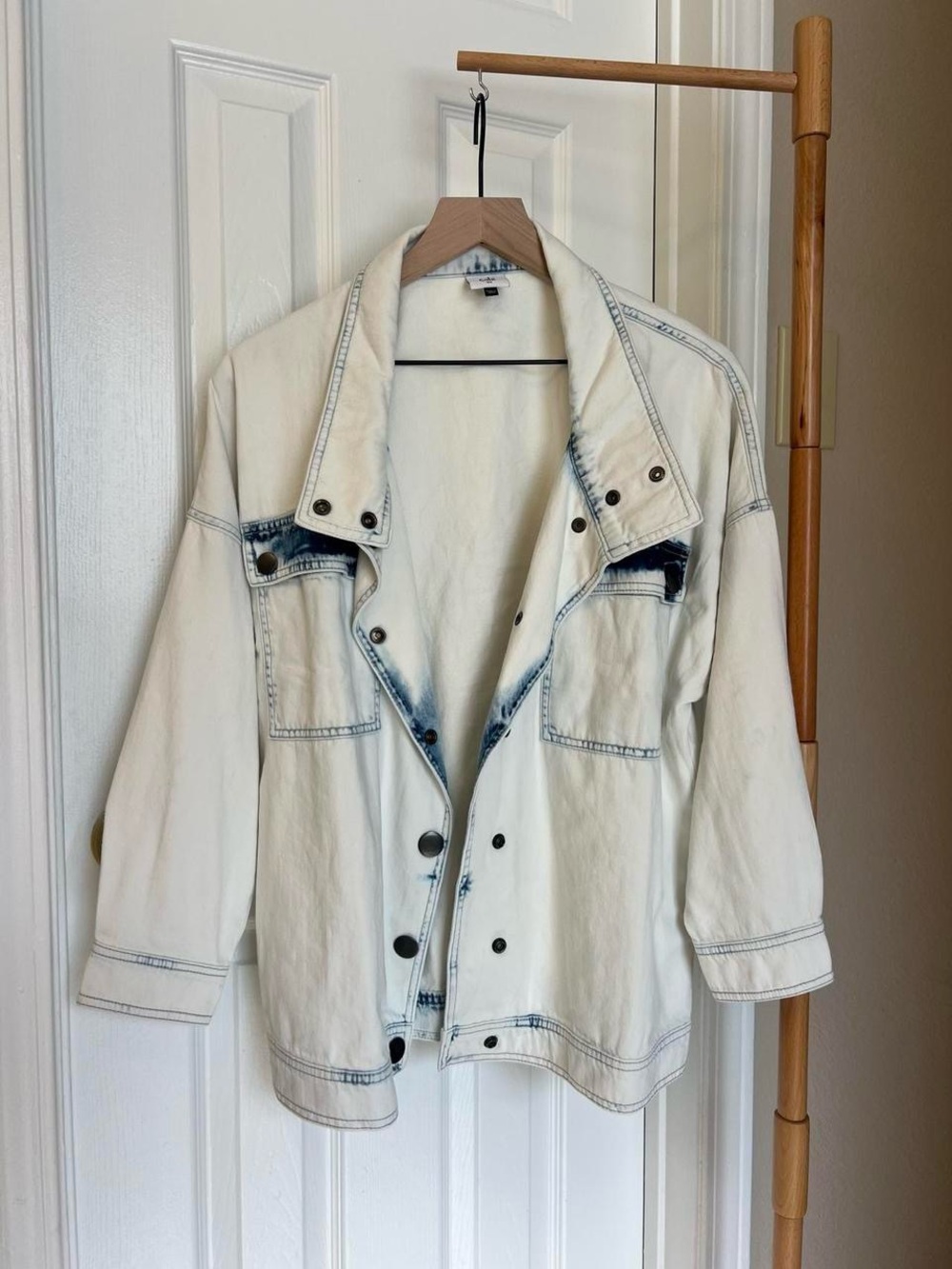 CAbi Cream Jean Jacket with Dark Trim